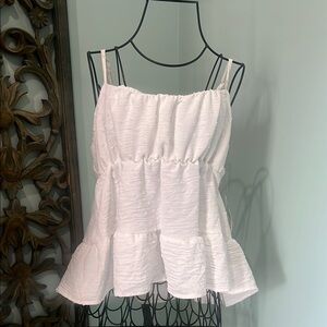 NWT Altar'd State White Smocked Ruffled Camisole